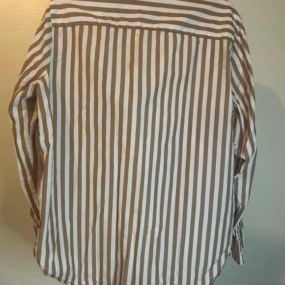 Madewell oversized Button Up oversized Shirt Toffee Brown White Striped M - Picture 4 of 4